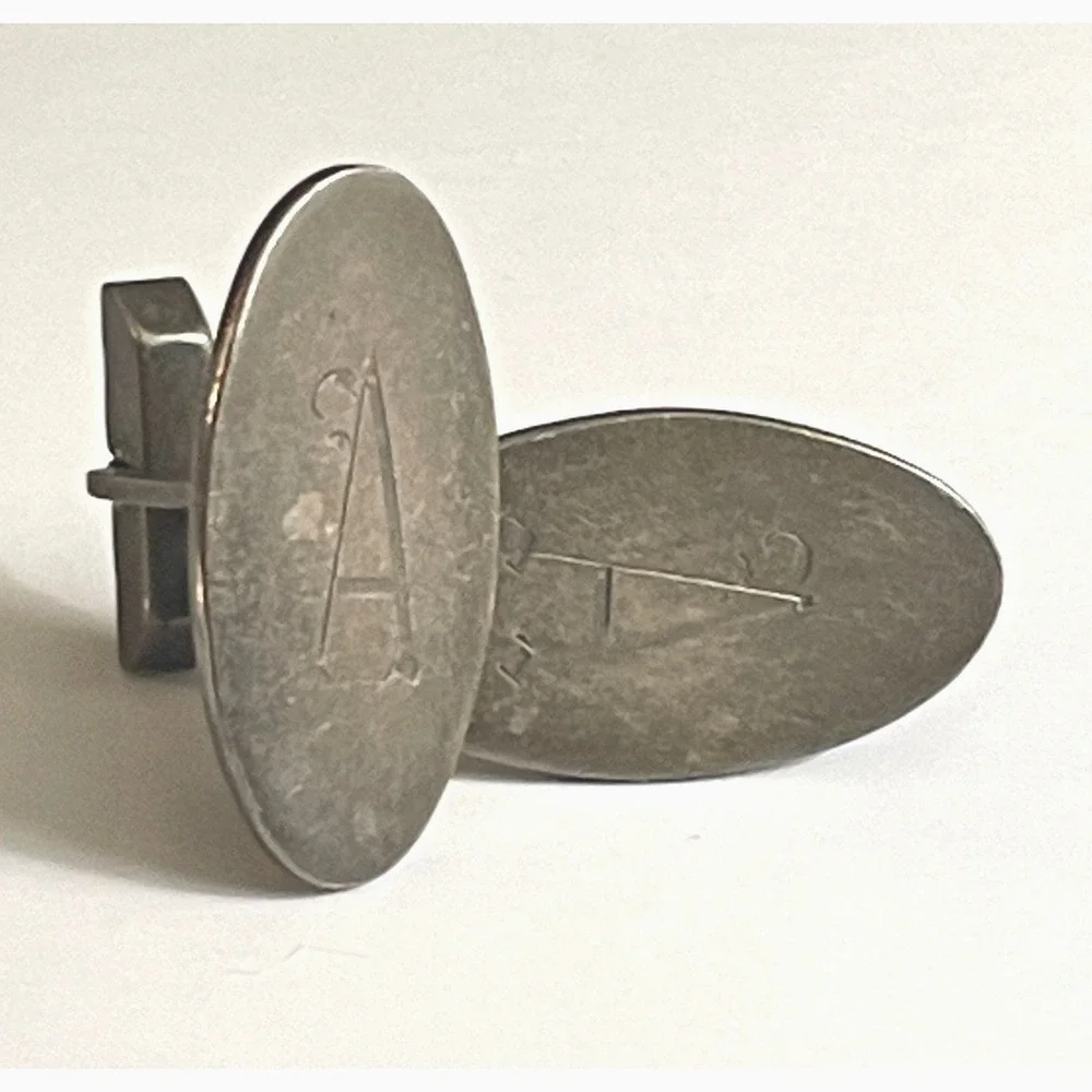 Vintage Sterling Silver Cufflinks F&S Fenwick & Sailors Monogram A 925‎ Patented